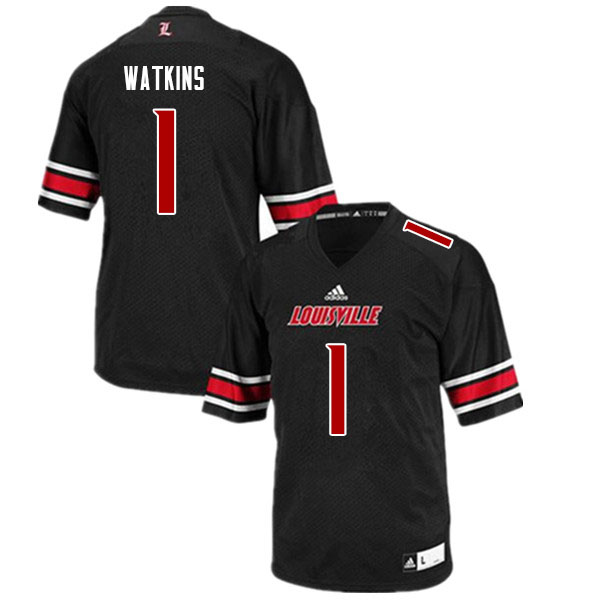 Men #1 Jordan Watkins Louisville Cardinals College Football Jerseys Sale-Black - Click Image to Close